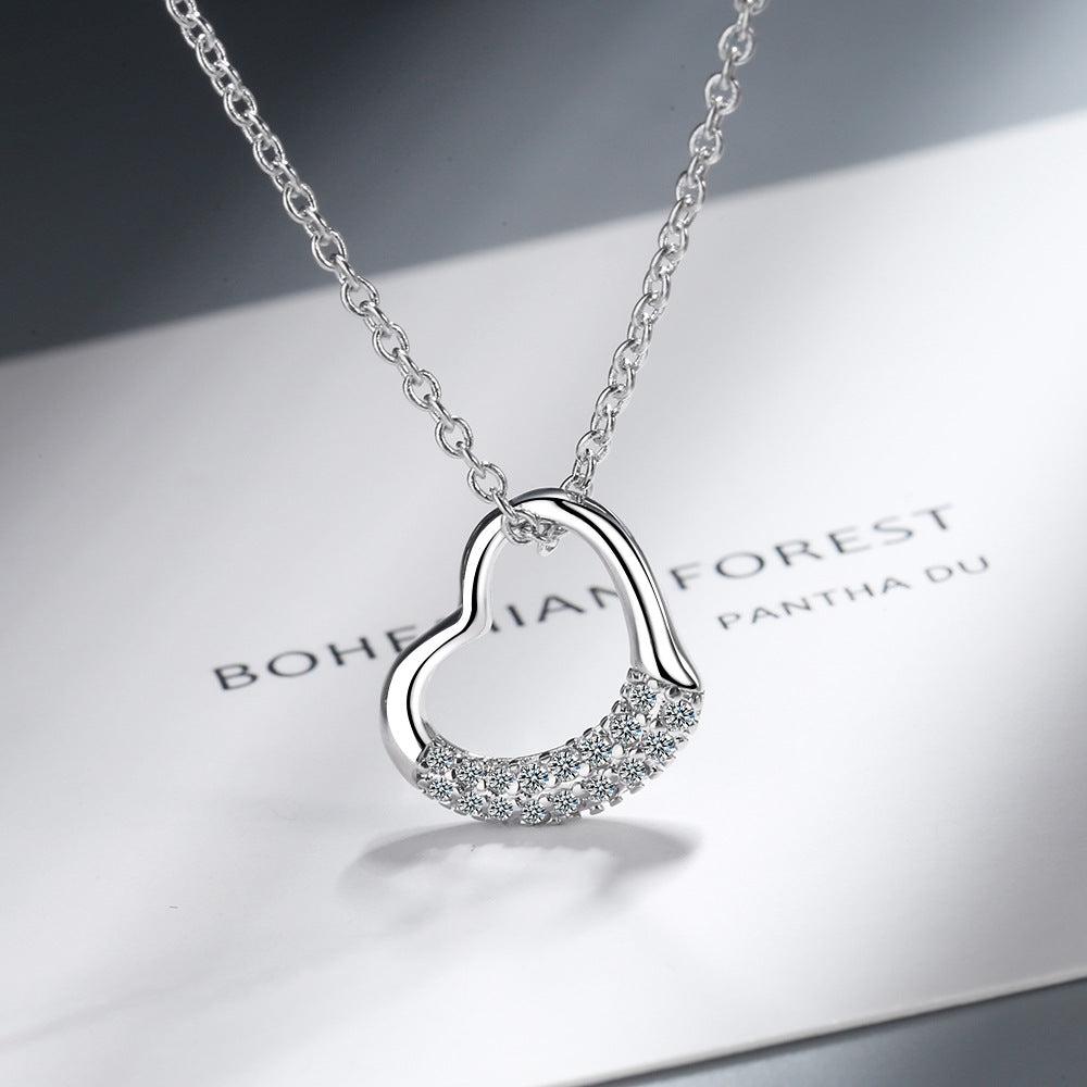 Necklace for Women Silver Diamond Necklace Heart-shaped Necklace Women's Jewelry