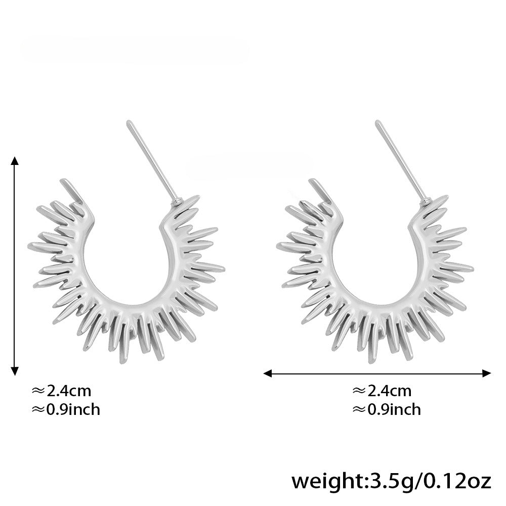Gold Earrings for Women Elegant Silver Sunburst Hoop Earrings