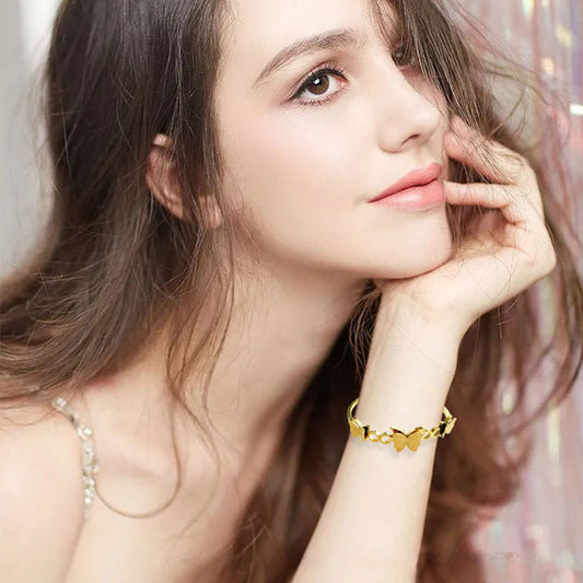Bracelet for Women Golden Butterfly Charm Bangle