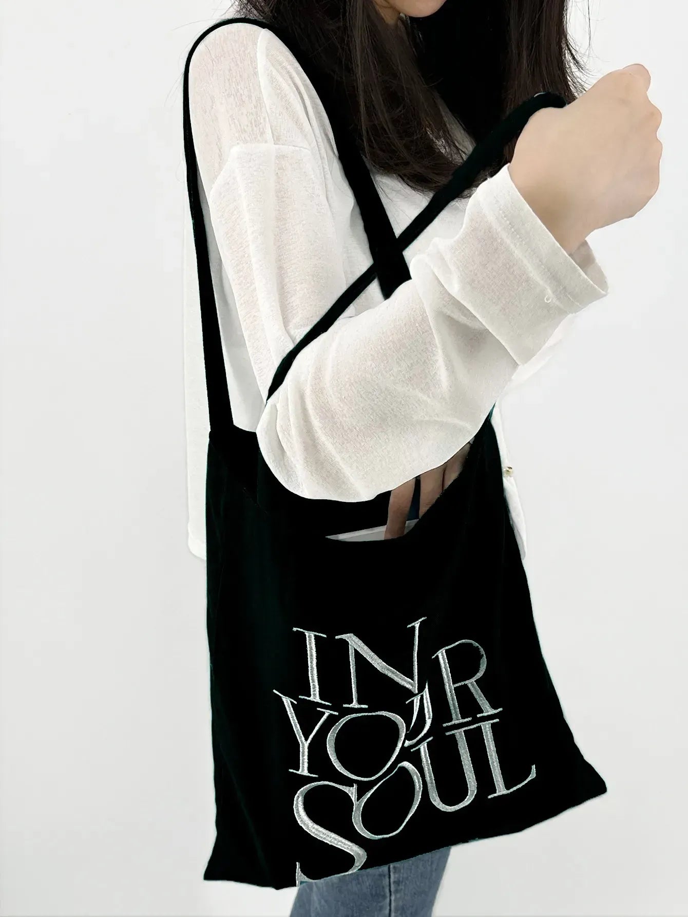 Letter Print Canvas Reusable Grocery Tote Bag Fenale Shoulder Handbag Crafts Shopping Bags Gifts for Women Birthday Christmas