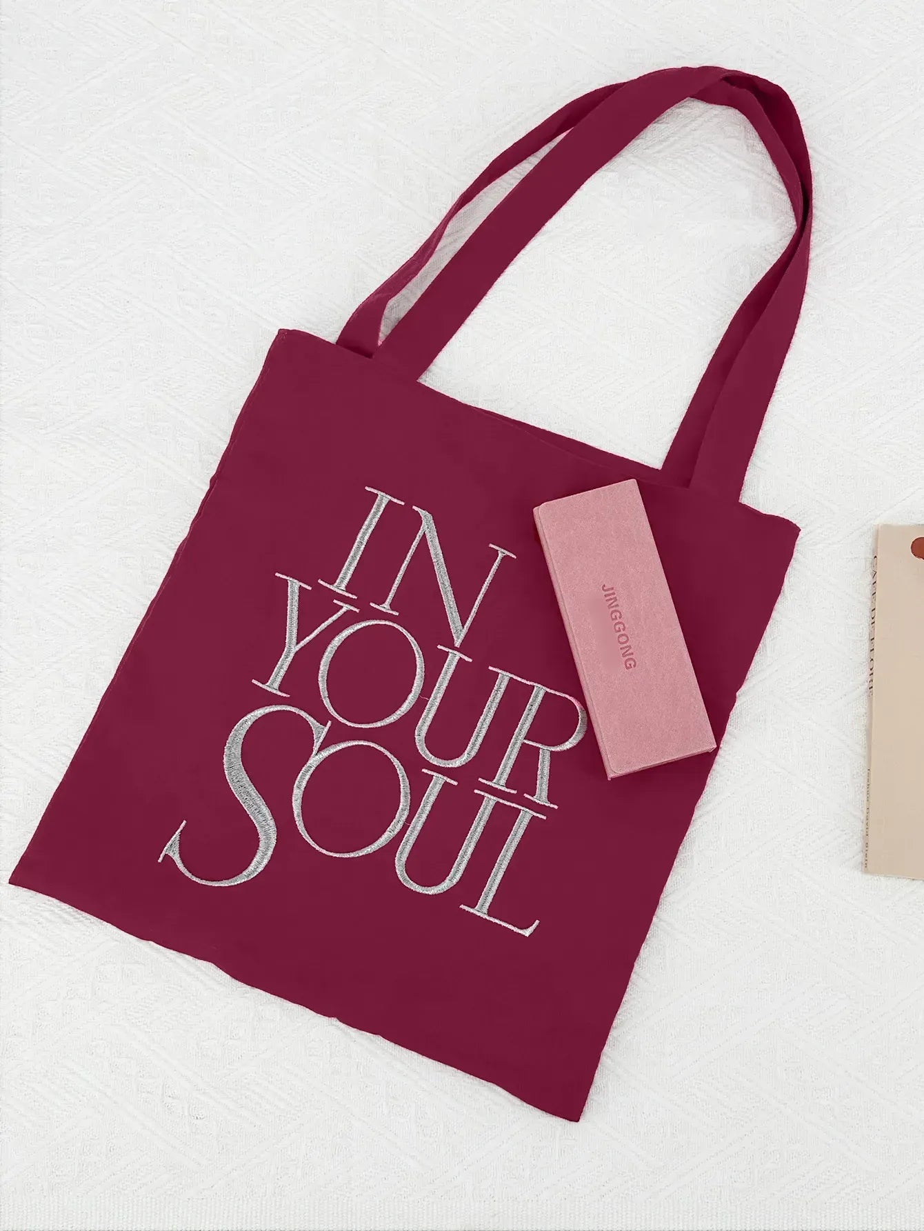 Letter Print Canvas Reusable Grocery Tote Bag Fenale Shoulder Handbag Crafts Shopping Bags Gifts for Women Birthday Christmas