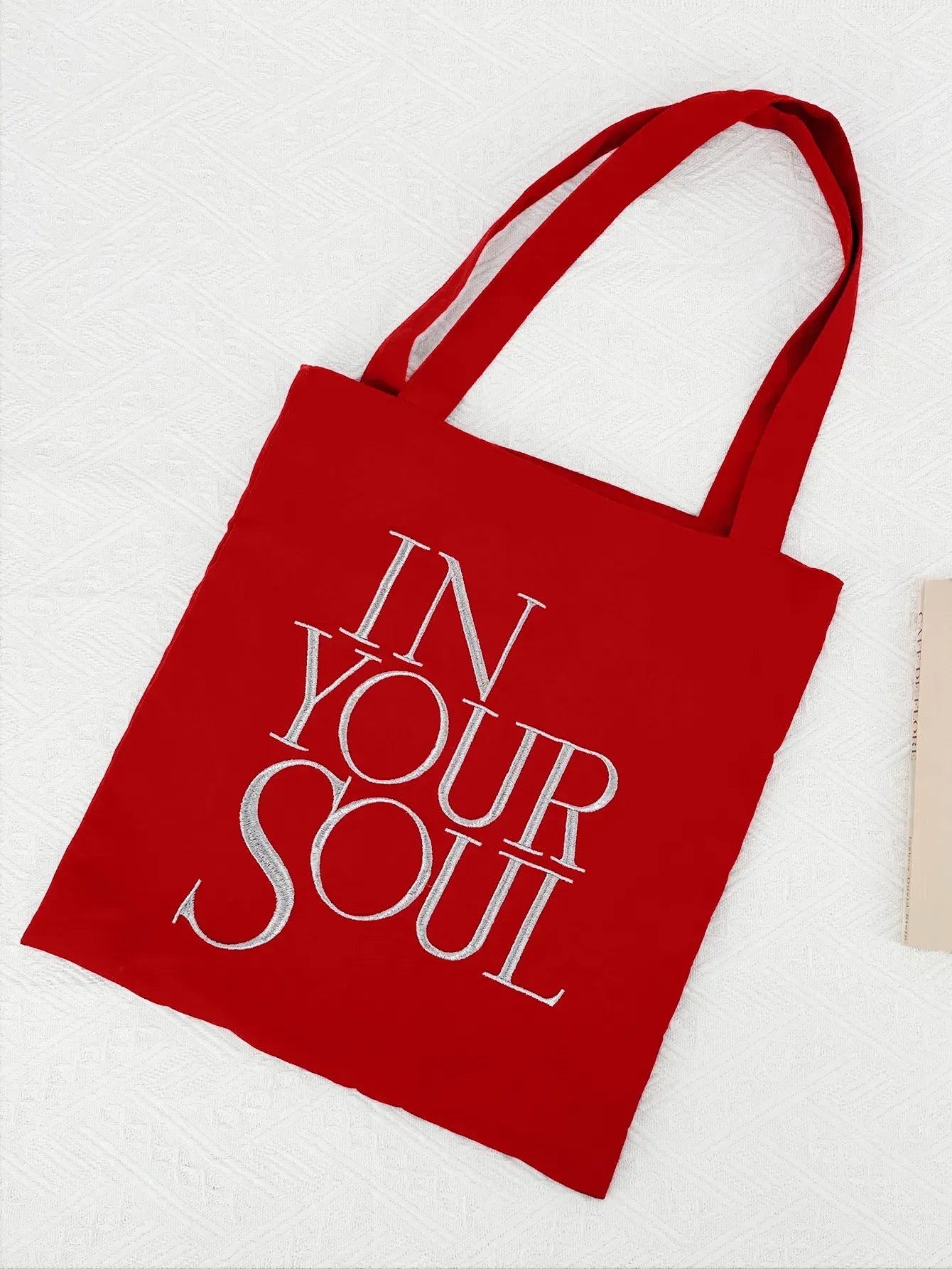 Letter Print Canvas Reusable Grocery Tote Bag Fenale Shoulder Handbag Crafts Shopping Bags Gifts for Women Birthday Christmas