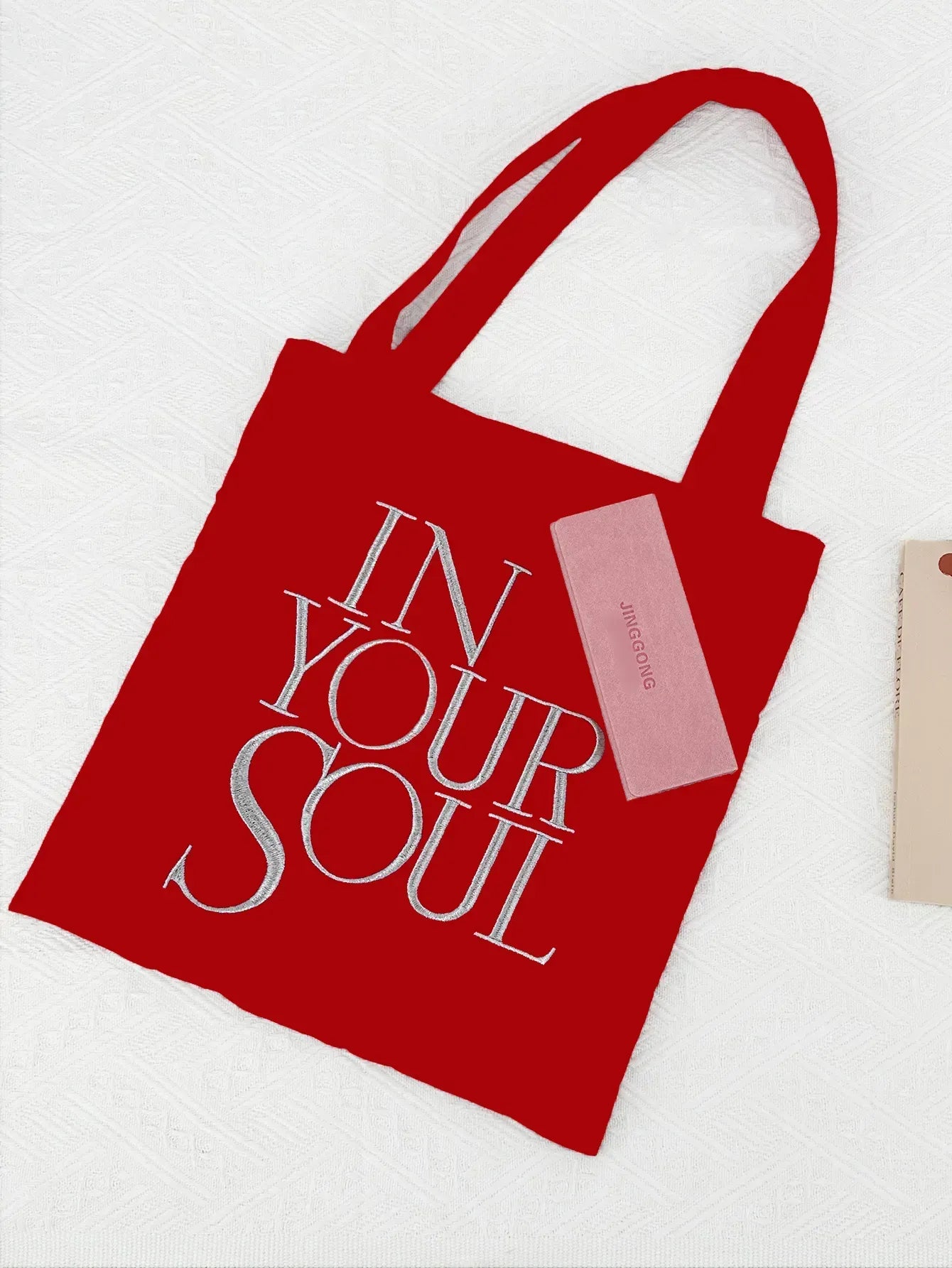 Letter Print Canvas Reusable Grocery Tote Bag Fenale Shoulder Handbag Crafts Shopping Bags Gifts for Women Birthday Christmas