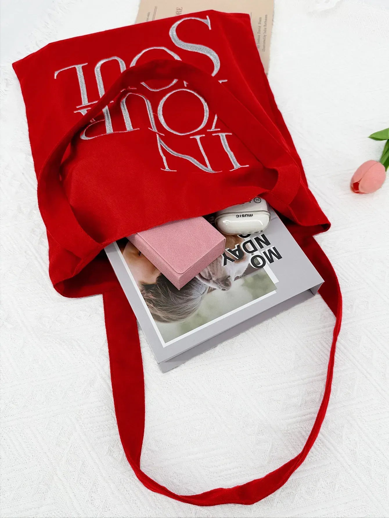 Letter Print Canvas Reusable Grocery Tote Bag Fenale Shoulder Handbag Crafts Shopping Bags Gifts for Women Birthday Christmas