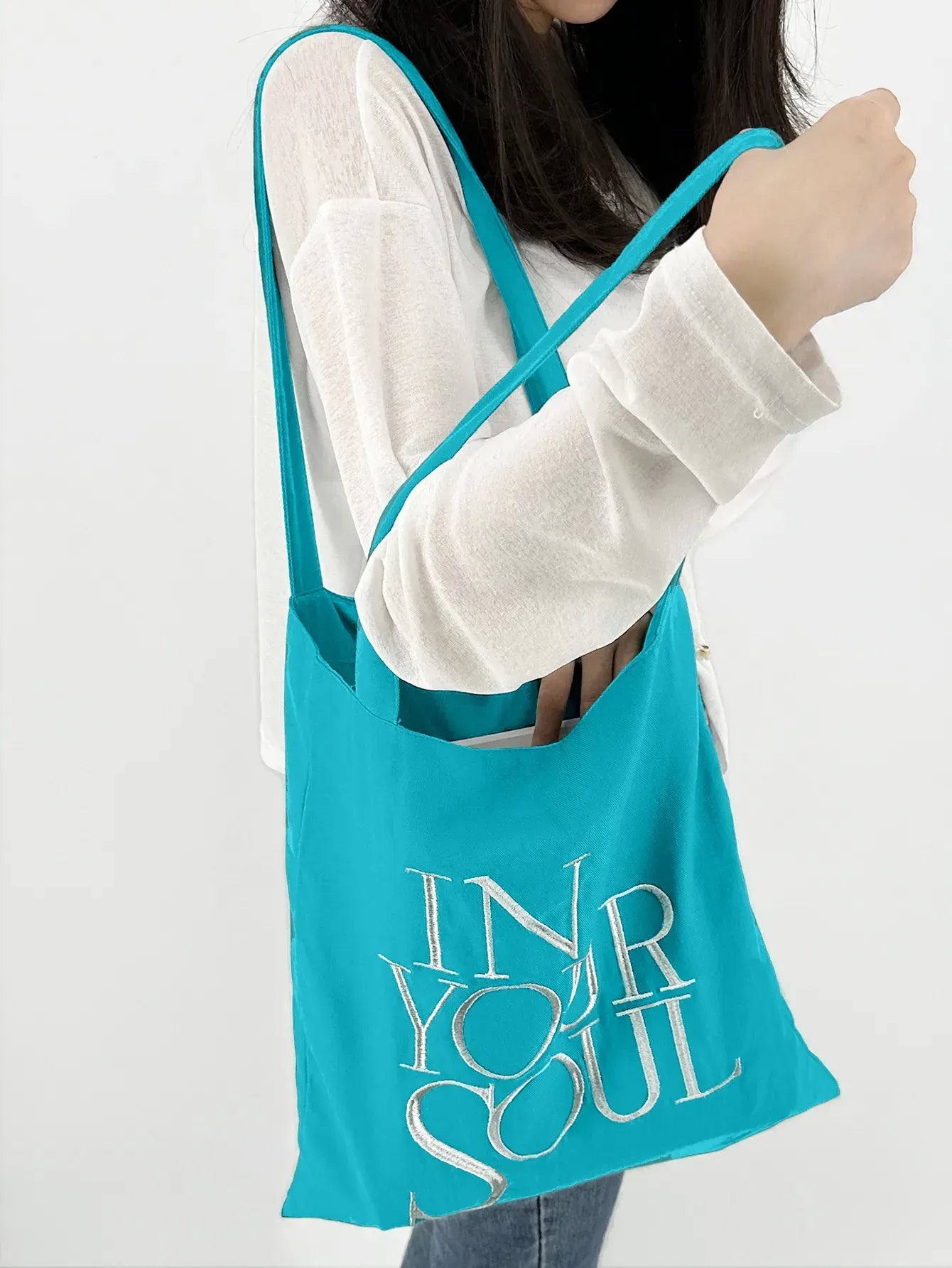 Letter Print Canvas Reusable Grocery Tote Bag Fenale Shoulder Handbag Crafts Shopping Bags Gifts for Women Birthday Christmas