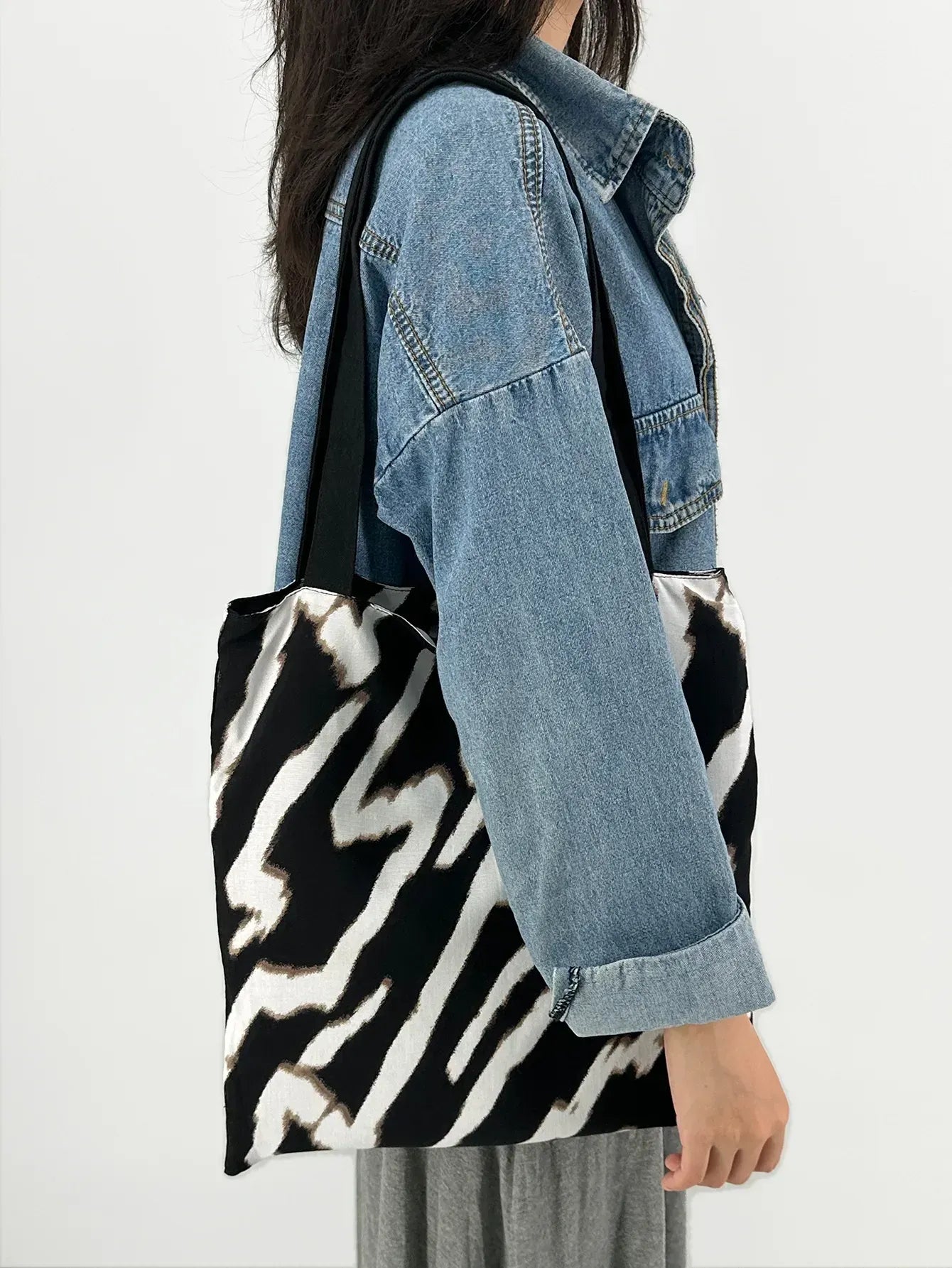 Floral Zebra Print Canvas Tote Bags Reusable Grocery Women Shoulder Crafts Shopping Gifts Handbag for Women Girls Birthday