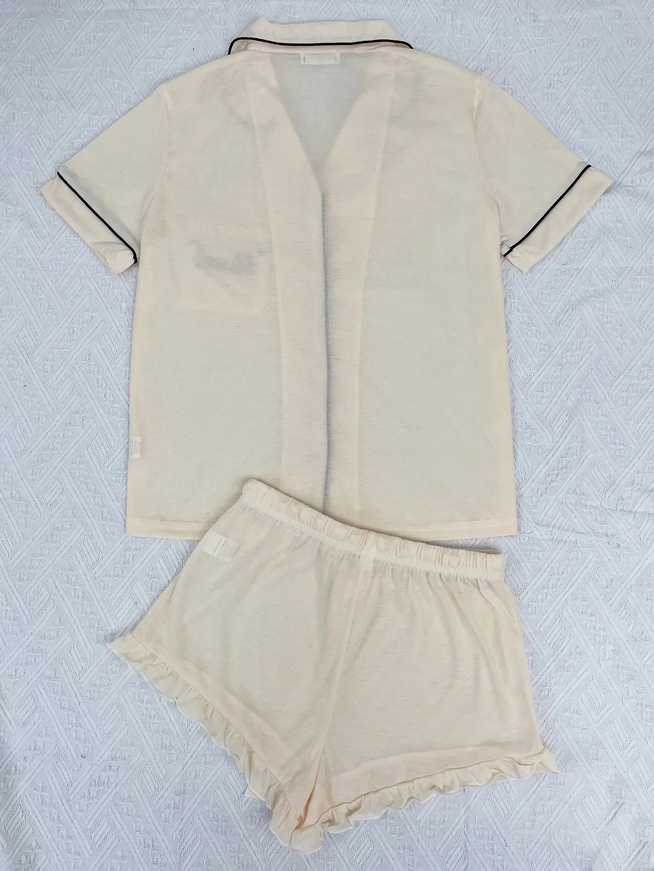 Summer Women's Pajamas Sets Short Sleeve Notched Collar Front Button Top & Elastic Waist Shorts Home Suit Loungewear Sleepwear