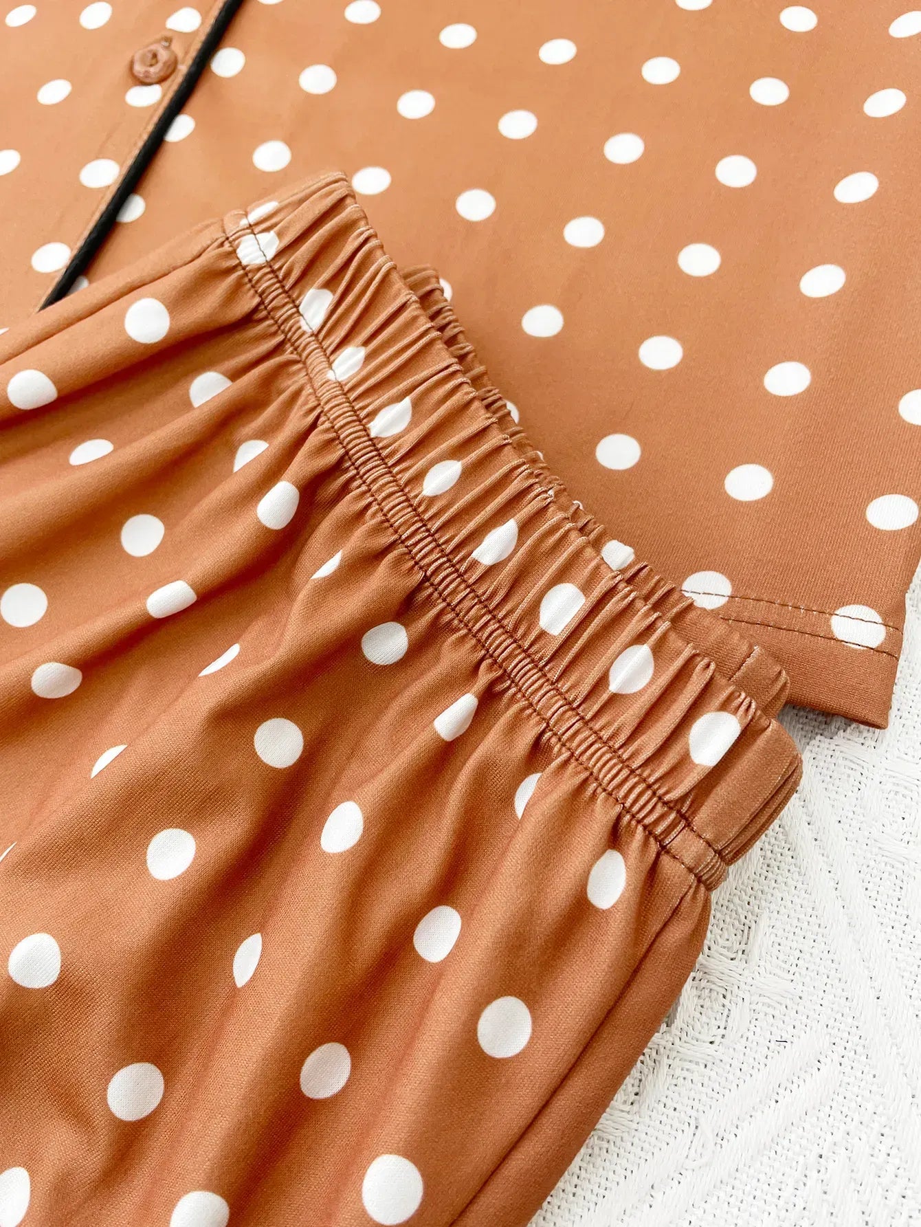 Heart Print Women Pajamas Set Short Sleeve Front Button Tops & Long Pants Female 2 Pieces Notched Collor Sleepwear Nightwear