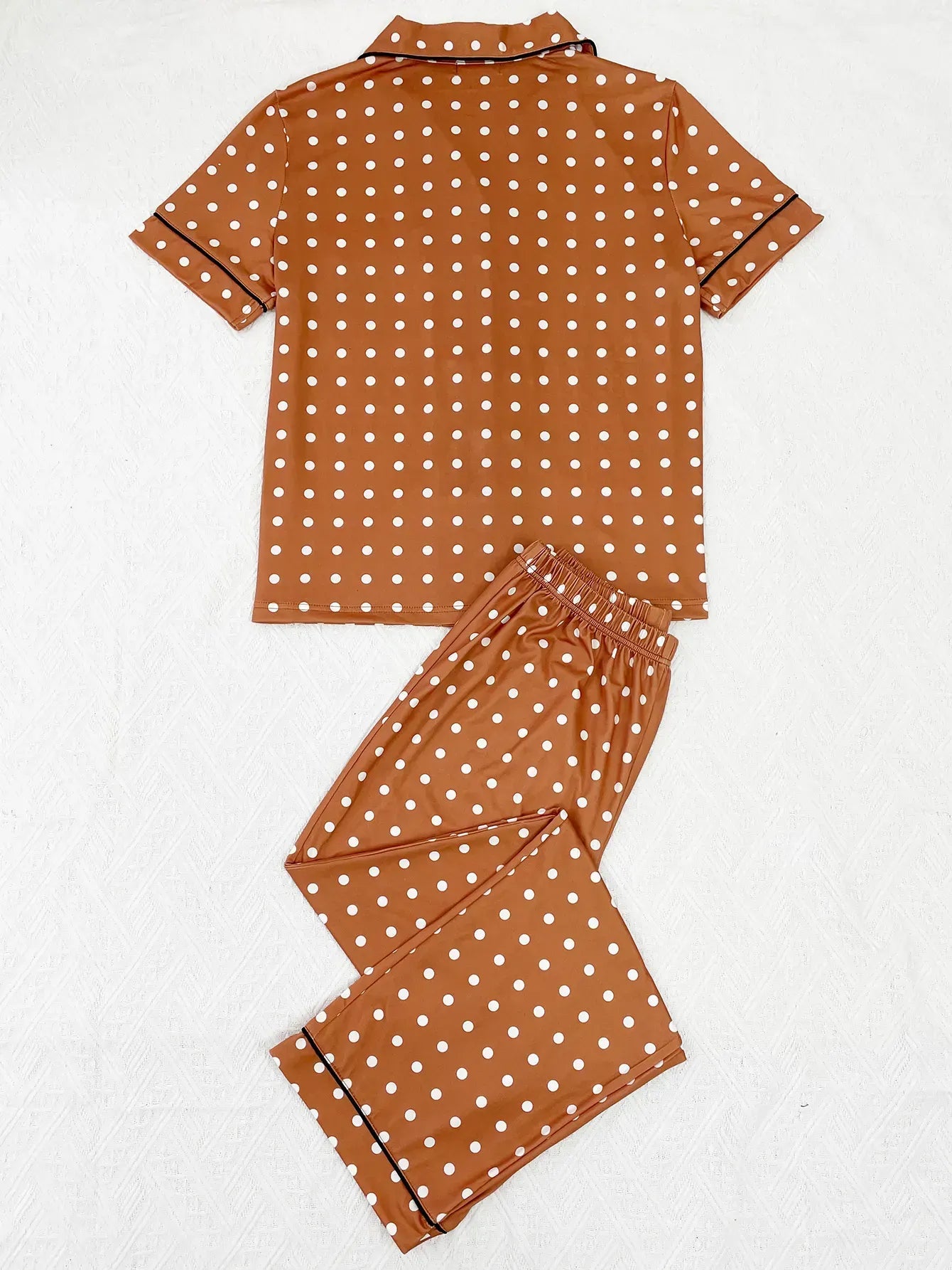 Heart Print Women Pajamas Set Short Sleeve Front Button Tops & Long Pants Female 2 Pieces Notched Collor Sleepwear Nightwear