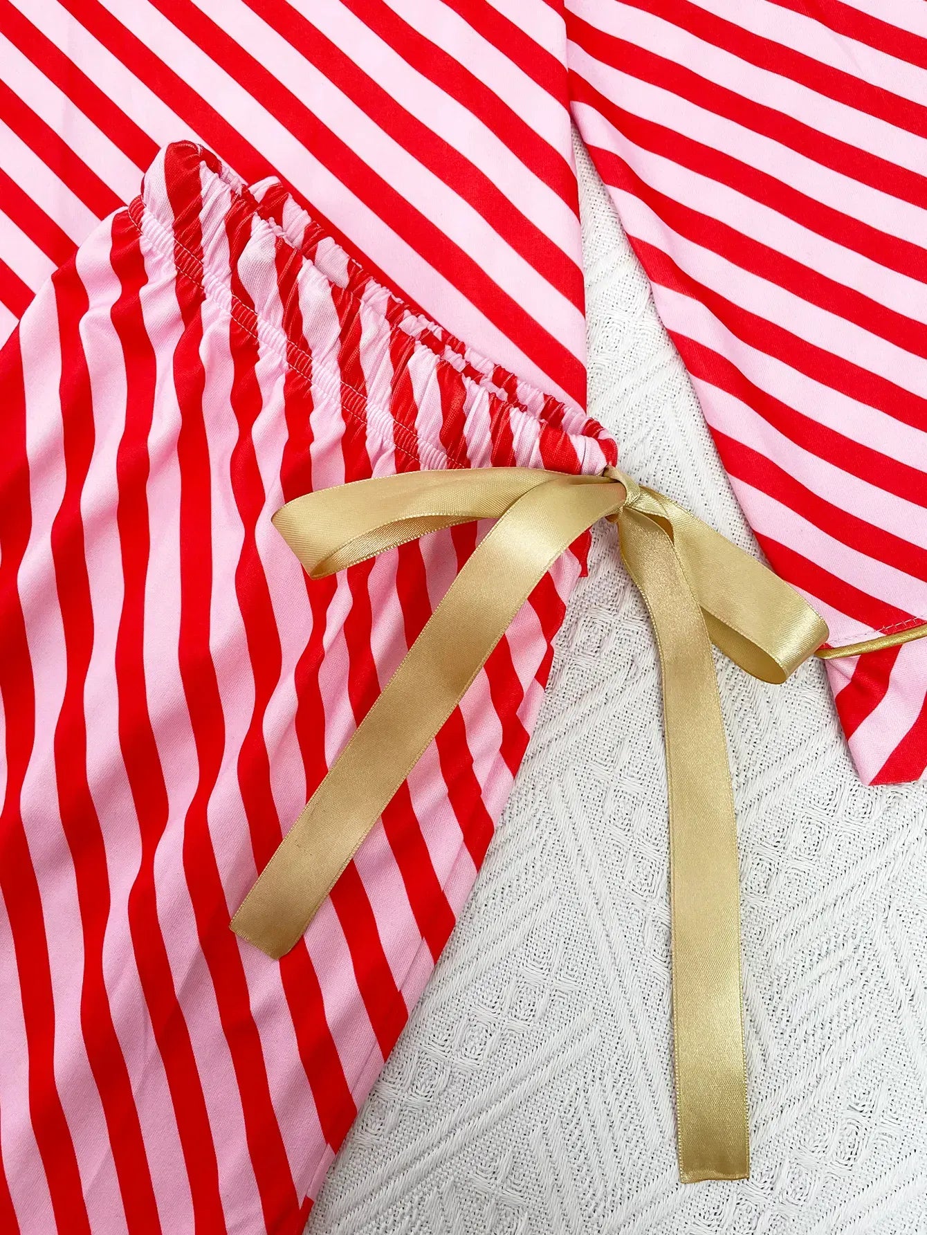 Striped Women Pajama Set Long Sleeves Turn Down Collar Top & Full-length Pants Female 2 Pieces Sleepwear Nightwear Homewear