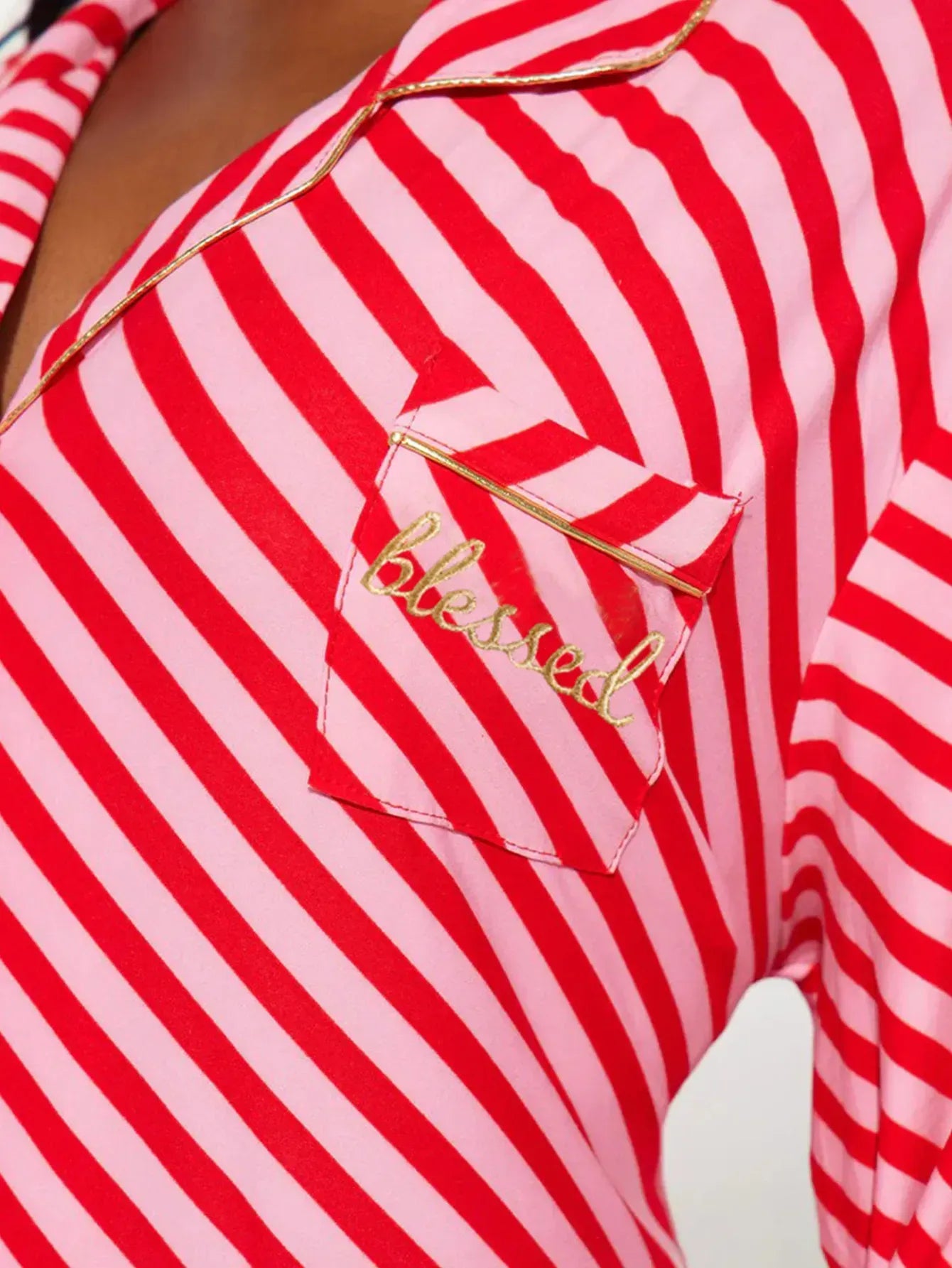 Striped Women Pajama Set Long Sleeves Turn Down Collar Top & Full-length Pants Female 2 Pieces Sleepwear Nightwear Homewear