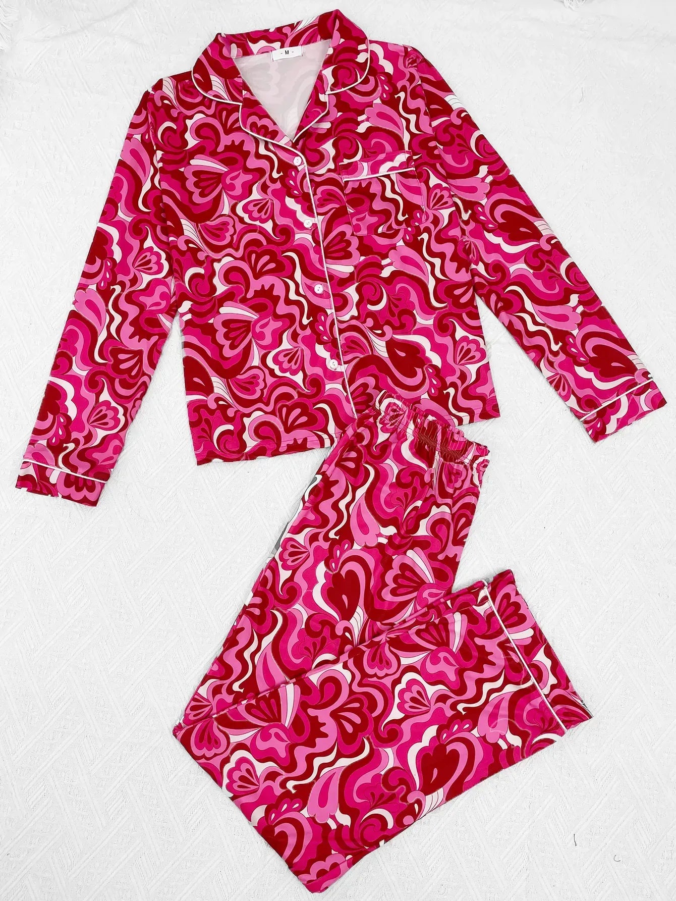 Striped Women Pajama Set Long Sleeves Turn Down Collar Top & Full-length Pants Female 2 Pieces Sleepwear Nightwear Homewear