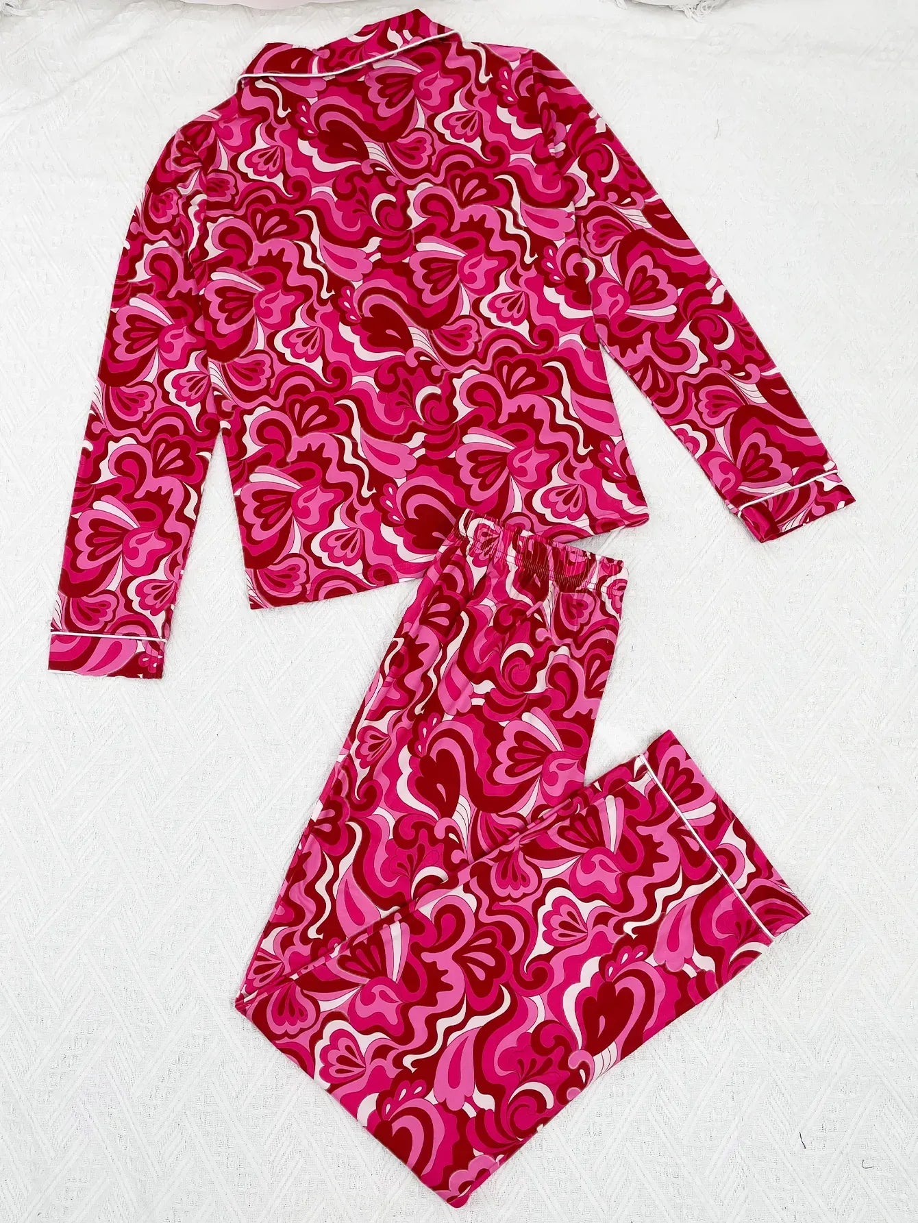 Striped Women Pajama Set Long Sleeves Turn Down Collar Top & Full-length Pants Female 2 Pieces Sleepwear Nightwear Homewear