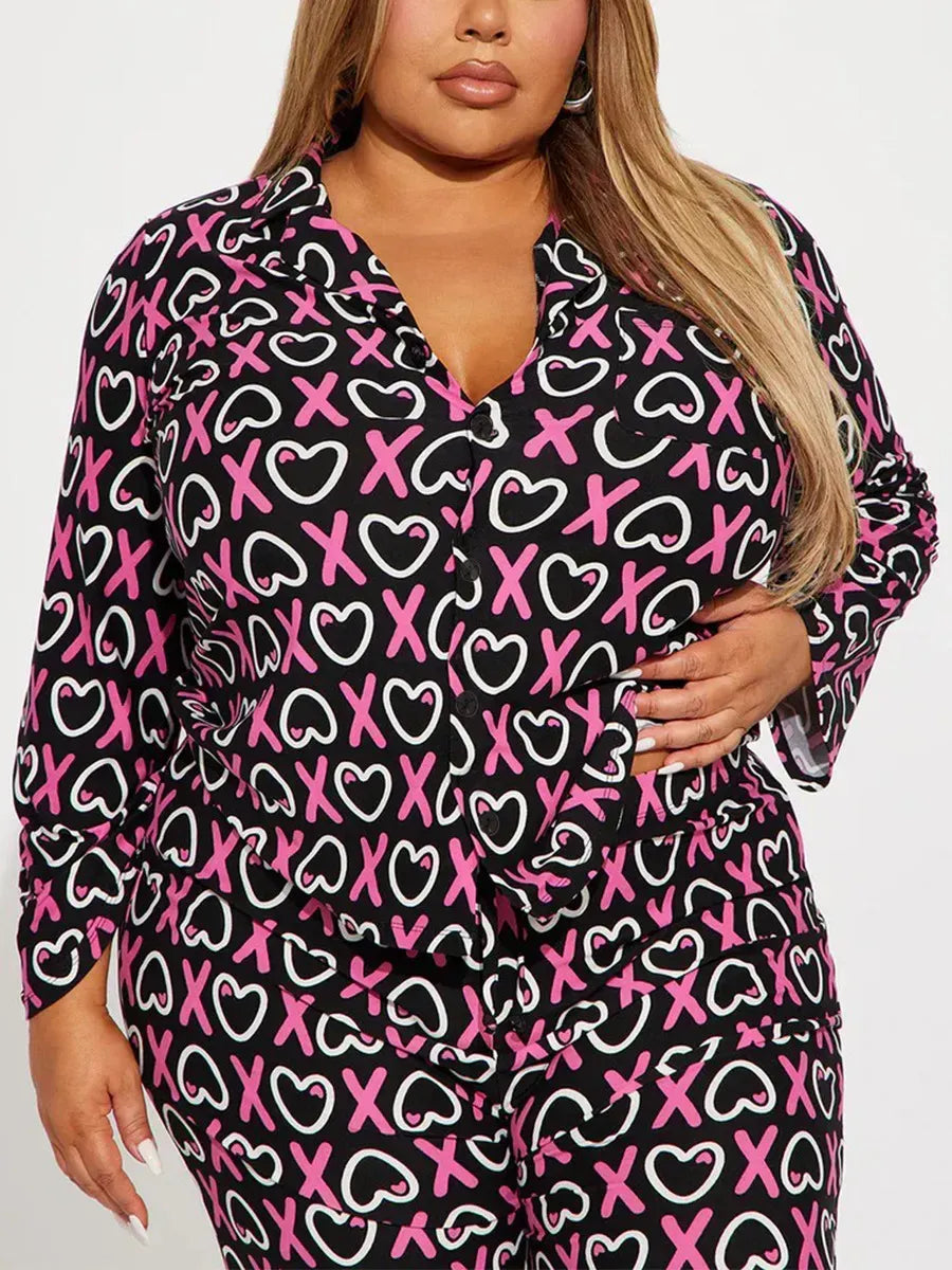 Striped Women Pajama Set Long Sleeves Turn Down Collar Top & Full-length Pants Female 2 Pieces Sleepwear Nightwear Homewear