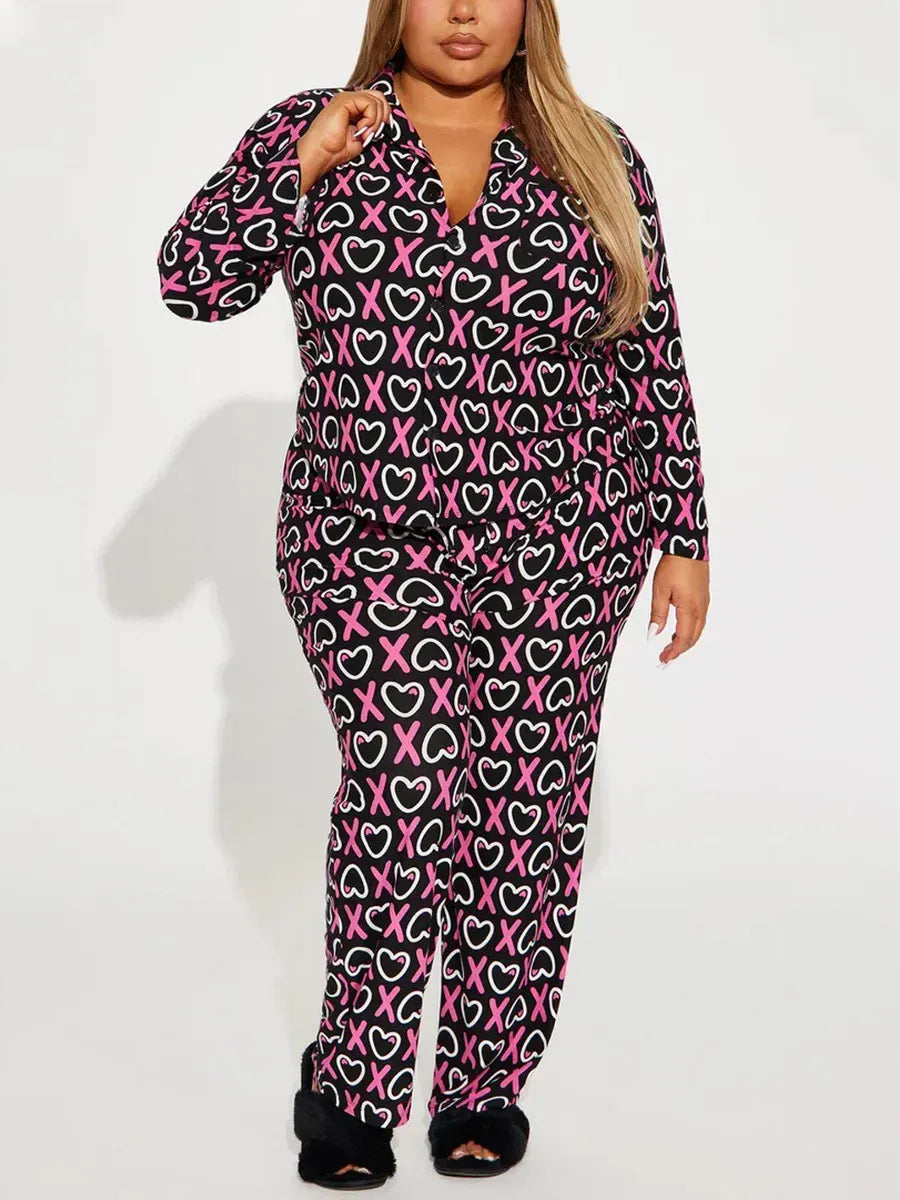 Striped Women Pajama Set Long Sleeves Turn Down Collar Top & Full-length Pants Female 2 Pieces Sleepwear Nightwear Homewear