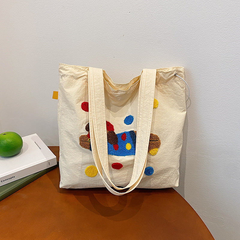 Sausage dog canvas bag, women's large capacity lazy style tote bag, student versatile commuting hand-held shopping bag