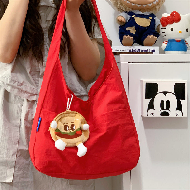 Summer New Tote Bag Relaxation for Girls Simple Ice Cream Dopamine Shoulder Bag Large Capacity Underarm Bag