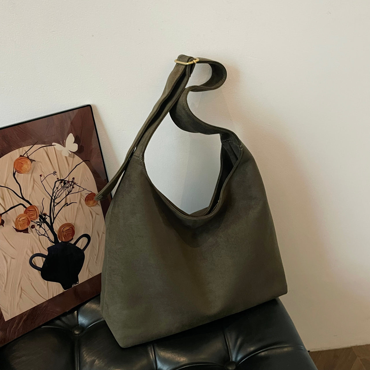 Suede Single Shoulder Women's Backpack Underarm Tote Bag Panther Pattern Plain Face Autumn/Winter Women's Bag 2025 New Large Capacity Versatile Diagonal Cross