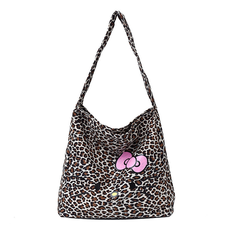 2025 New Trendy Hot Girl Leopard Pattern Women's Bag Lazy Style Velvet Shoulder Bag Fashion Commuter Large Capacity Tote Bag