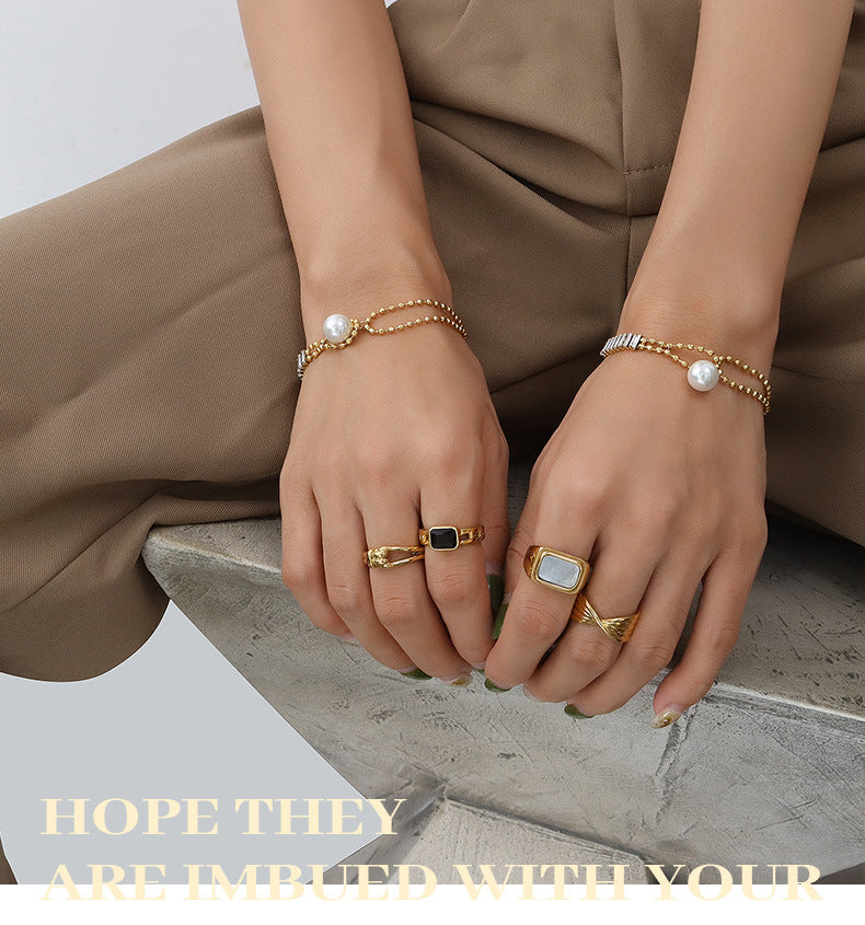 Gold Bracelet for Women Retro Pearl Bracelets Women's Jewelry