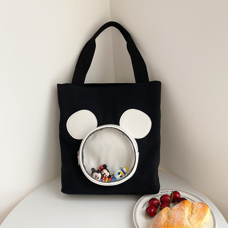 Cute large capacity bag for women 2025 new single shoulder tote bag, hand-held canvas bag, college student class bag