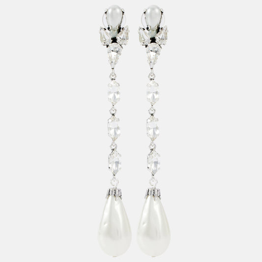 Earrings for Women Diamond Pearl Drop Crystal Earrings Silver Women's Jewelry