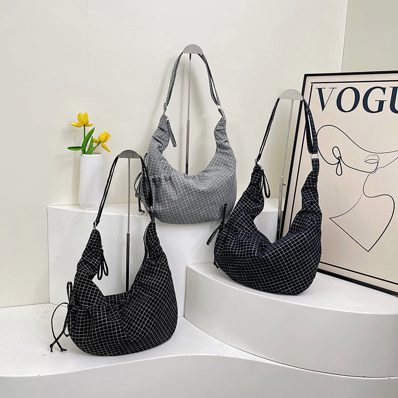 Autumn and winter new plaid women's shoulder bag versatile commuting armpit bag cross-border women's diagonal cross bag women's bag