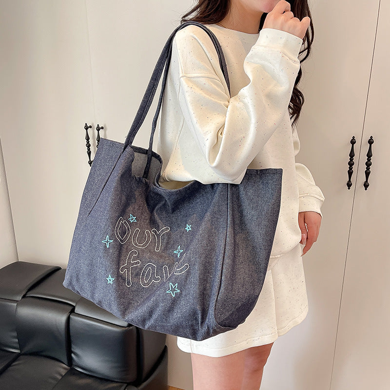 Commuting Western style Shoulder Bag for Women, Summer New Style, Large Capacity Student Tote, Niche Shoulder Bag for Women, Class Handbag