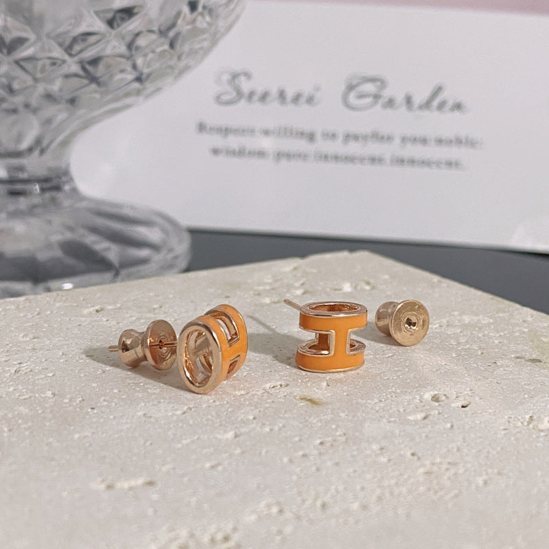 Earrings for Women Elegant H-shaped Stud Earrings Muti-Coloful