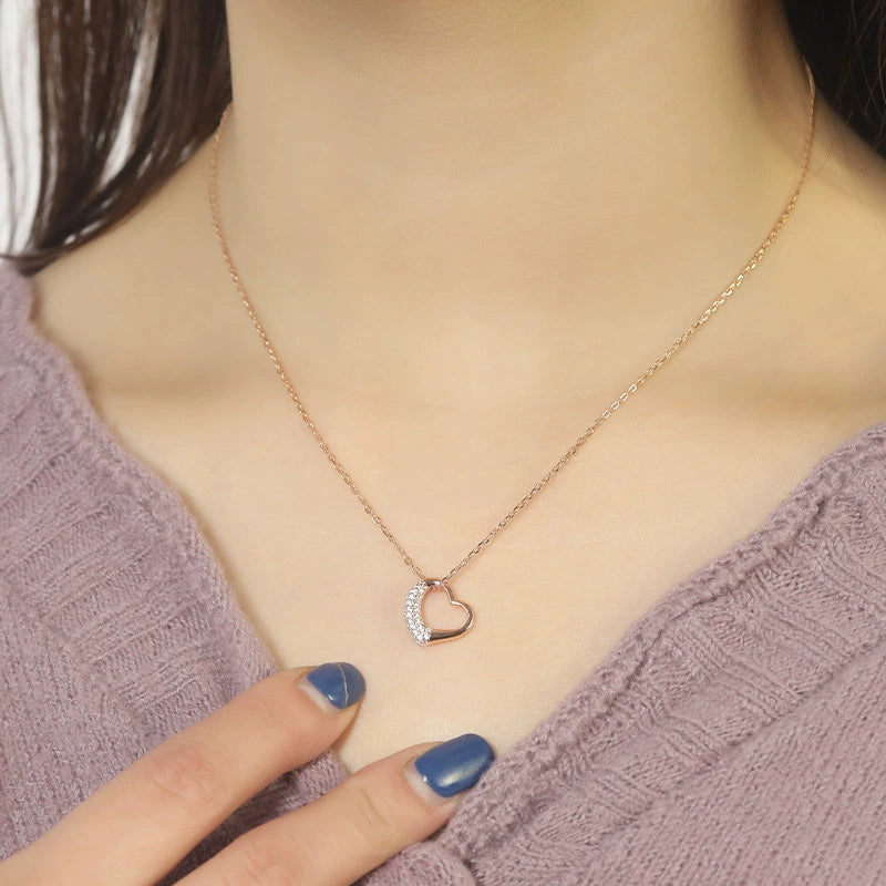 Necklace for Women Silver Diamond Necklace Heart-shaped Necklace Women's Jewelry