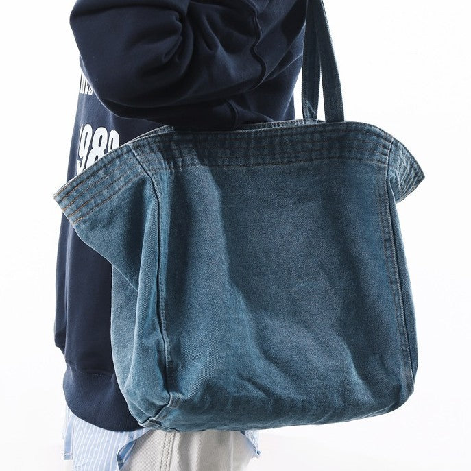 Lazy Chic Large Capacity Denim Bag for Women 2025 New Fashionable Student School Bag Casual Boho Commute Crossbody Bag