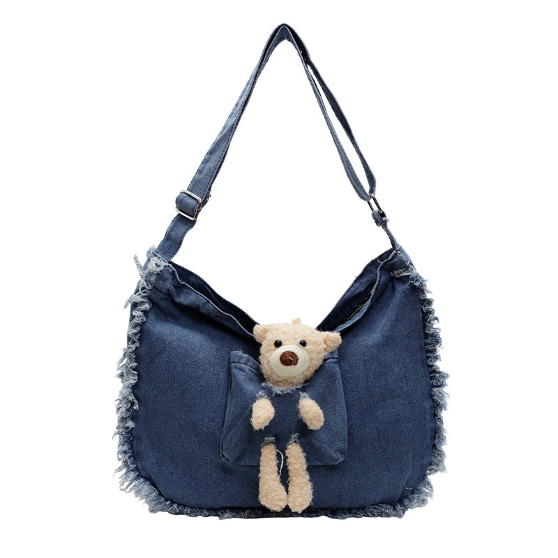 Large capacity shoulder bag, casual cartoon tote bag, 2025 new commuter crossbody bag, women's bag