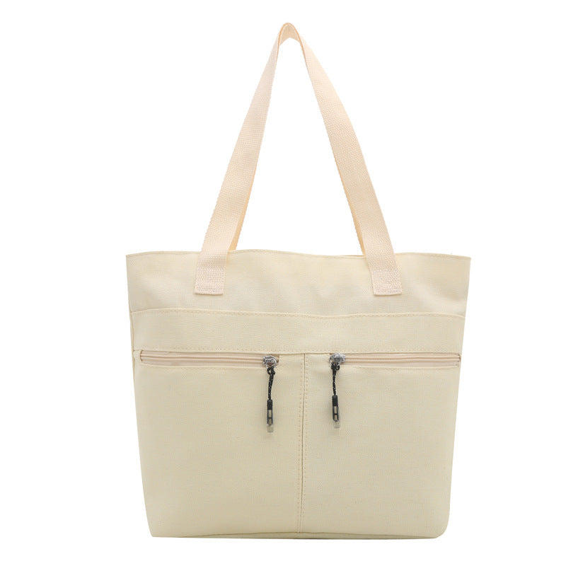 Lazy style large capacity handbag for women 2025 new simple casual canvas bag versatile single shoulder commuting tote bag