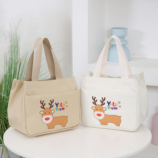 2025 New Cartoon Printed Handbag Large Capacity Simple Fashion Tote Bag Multi functional Makeup Bag