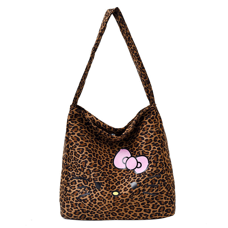 2025 New Trendy Hot Girl Leopard Pattern Women's Bag Lazy Style Velvet Shoulder Bag Fashion Commuter Large Capacity Tote Bag