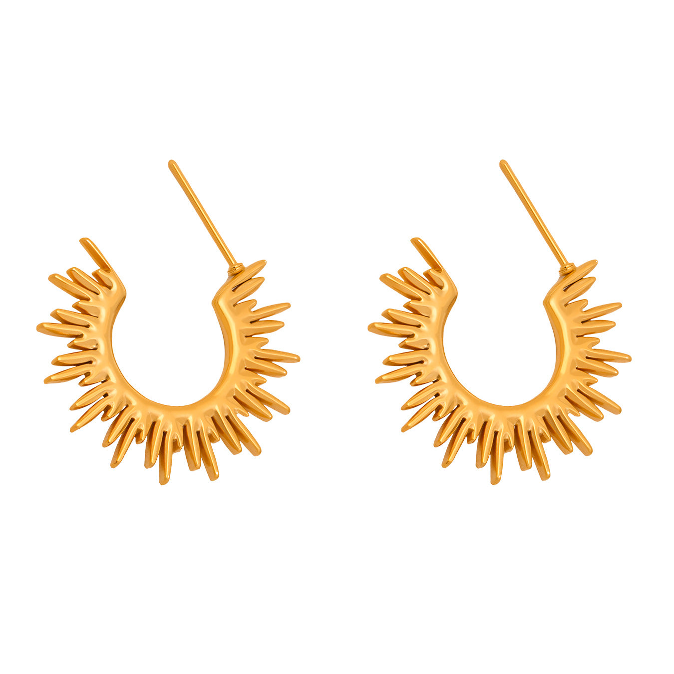 Gold Earrings for Women Elegant Silver Sunburst Hoop Earrings