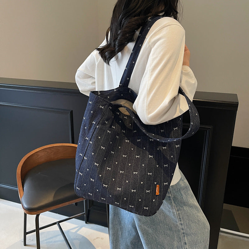 Cowboy canvas bag for women, retro spring and summer, single shoulder crossbody, 2025 new style, small carrying bag for work, miscellaneous items for going out, mommy bag