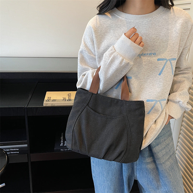 2025 vintage canvas handbag autumn small bag simple casual canvas bag women's canvas bag handbag fashion