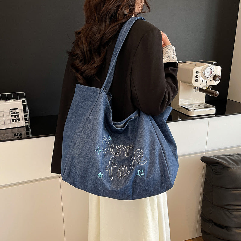 Commuting Western style Shoulder Bag for Women, Summer New Style, Large Capacity Student Tote, Niche Shoulder Bag for Women, Class Handbag