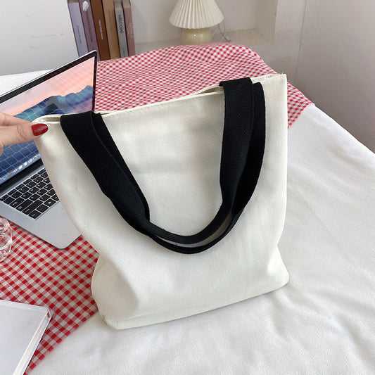Cute large capacity bag for women 2025 new single shoulder tote bag, hand-held canvas bag, college student class bag