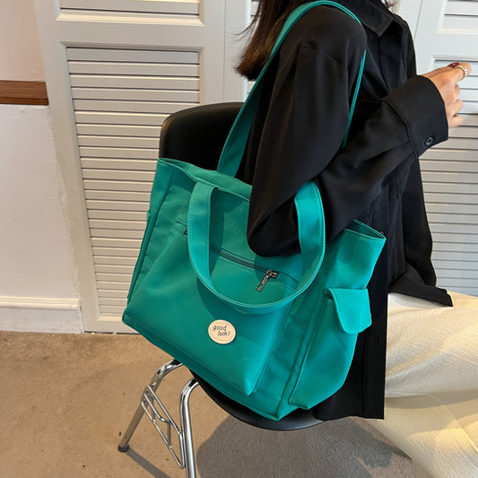 Single shoulder bag, women's large capacity versatile canvas bag, student simple handbag, casual crossbody bag, tutoring bag, mommy bag