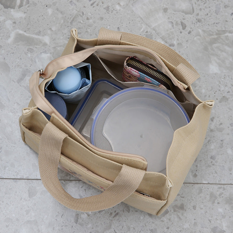 2025 New Cartoon Printed Handbag Large Capacity Simple Fashion Tote Bag Multi functional Makeup Bag