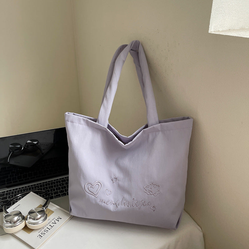 Large capacity bag for women's autumn and winter versatile 2025 new simple canvas shoulder shopping bag, student class tote bag