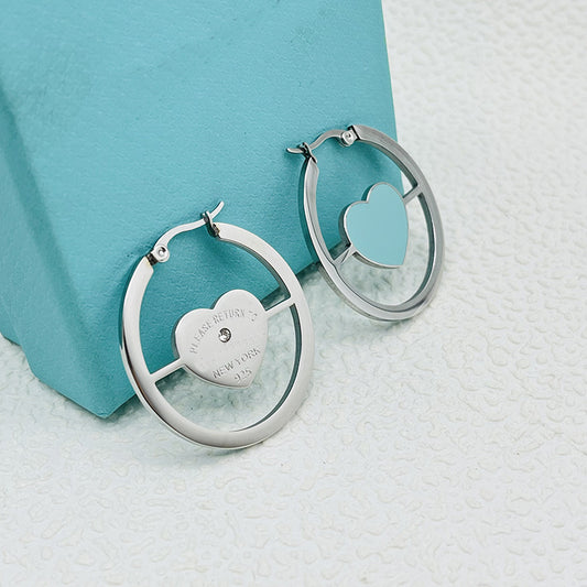 Gold Earrings for Women Silver Heart-shaped Enamel Earrings