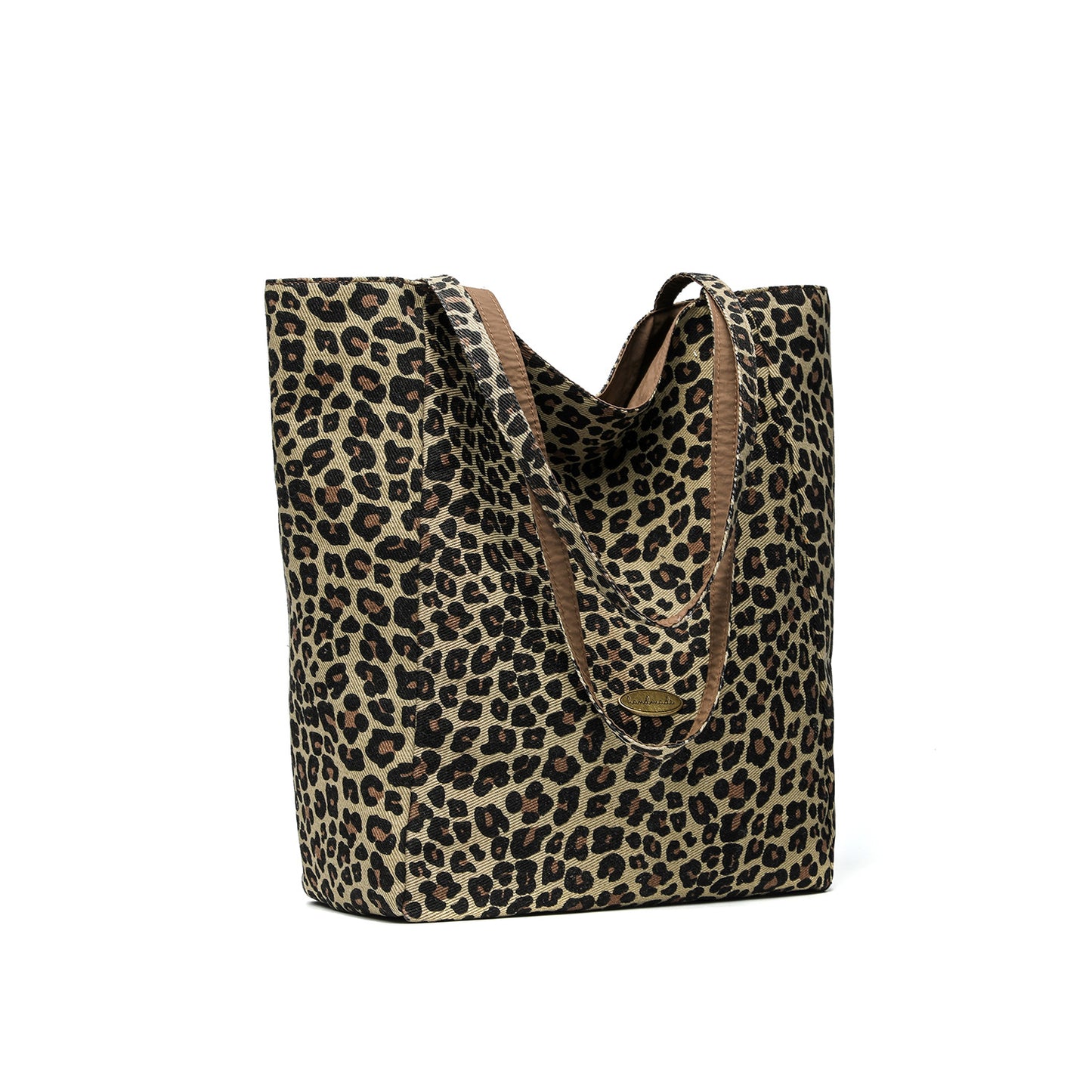 Korean style trendy student commuting bag, artistic leopard print handbag, large capacity shoulder bag, tote bag