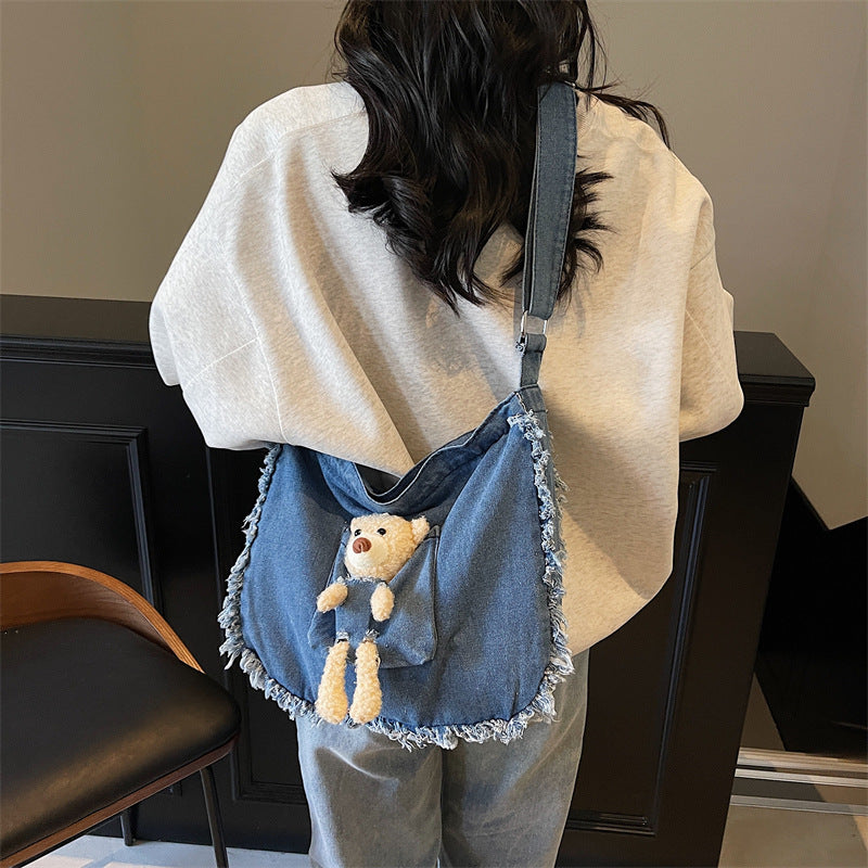 Large capacity shoulder bag, casual cartoon tote bag, 2025 new commuter crossbody bag, women's bag