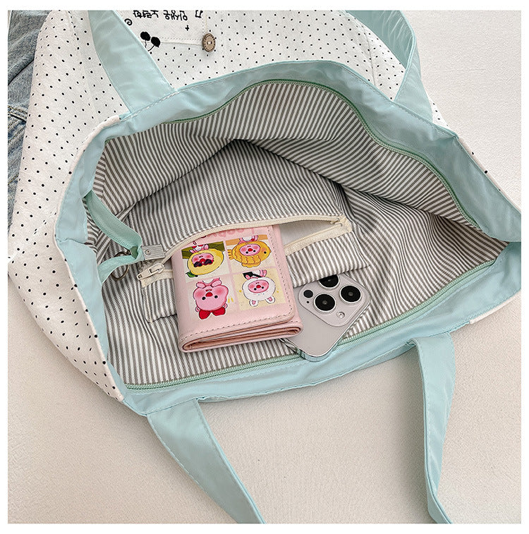 2025 fashion new Korean casual simple polka dot bag women's large capacity crossbody bag commuting pillow bag