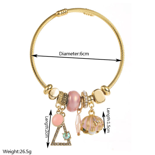 Gold Bracelets for Women Beaded Bracelet Charm Bracelet Geometric Tennis Bracelet