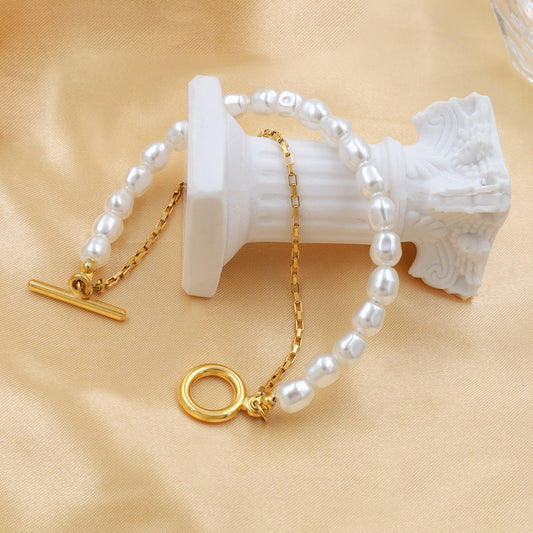Bracelet for Women Pearl Gold Bracelet Double Layer Tennis Bracelets