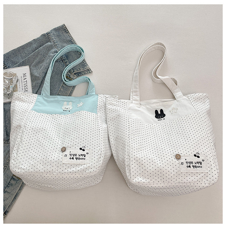 2025 fashion new Korean casual simple polka dot bag women's large capacity crossbody bag commuting pillow bag